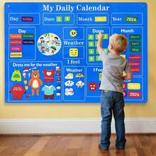 Mój pierwszy kalendarz dla dzieci 40,9 x 29,5 cala – niezbędny w przedszkolu, centrum nauki "Czas w kręgu", tygodniowy kalendarz do nauki dla maluchów, kalendarz do klasy dziecięcej, tablica z filcu do opowiadania historii, prezent dla chłopców i dziewczynek