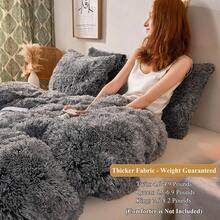 Plush Shaggy Duvet Cover Set, Ultra Soft Fluffy Bedding Sets 3 Pieces (1 Fuzzy Comforter Cover + 2 Pillow Cases), Zipper Close (, Pink), Luxury Bedding - Black Ombre - 查看 3