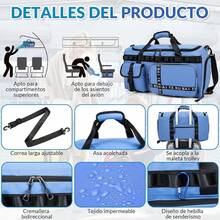 Lukovee Maleta Deportiva Hombre Impermeable, Mochila Gym Gran Capacidad, Mochila Deportiva para Hombre y Mujer, Bolsa de Viaje con Compartimento para Zapatos/Neceser/Separación Húmedo y Seco - B-Azul - Ver 6