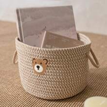 Yiuswoy Cesta de armazenamento redonda clássica com alça - organização doméstica multifuncional para artigos diversos, plantas, brinquedos para animais de estimação e pequenos itens - ideal para banheiro, quarto, sala de estar, varanda, cesta de prateleira decorativa para casa