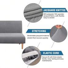 PRINCEDECO Armless Futon Cover Stretch Sofa Bed Slipcover Protector Elastic Feature Rich Textured High Spandex Small Checks Jacquard Fabric Futon Cover, Machine Washable - Bronze Green - View 2