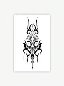 Waterproof, Sweat-Proof, Washable, Non-Reflective Temporary Tattoo Sticker. One Sheet. Bold Spirit And Devil Tattoo Pattern. And Fashionable. Suitable For People To Use Daily. - Black - View 6