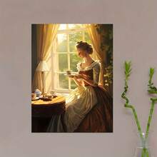 1 pieza Té de la tarde de señora, impresión de pintura en lienzo vintage para decoración del hogar, para la sala de estar, póster de impresión antigua, estética renacentista, arte de pared de academia ligera, sin marco