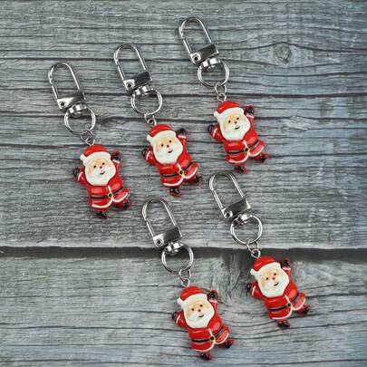 1 Stück/3 Stück/5 Stück Schlüsselanhänger Weihnachtsmann, Weihnachtsmann in klassischem Rot-Weiß Outfit, mit Metallring. Dieser Schlüsselanhänger versprüht Weihnachtsstimmung, geeignet als kleines Geschenk für Freunde und Familie in der Weihnachtszeit, kann auch zum Dekorieren von Schlüsseln und Taschen verwendet werden, um eine festliche Note zu verleihen. Taschenbaumler, Auto, Lehrer, Schwester Geschenkideen