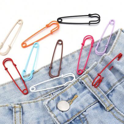10pcs/Pack Colorful Enameled Iron Safety Pins 64X15mm, Candy Color Painted Iron Decorative Large Pins For Sweater, Shawl, Carpet, Pants, DIY Jewelry Accessories