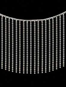 Rhinestone Fringe Rhinestone Fringe Belt Beaded Ribbon Diamond Tassel Chain For Jeans Clothing Accessories DIY Decoration - Clear - View 4