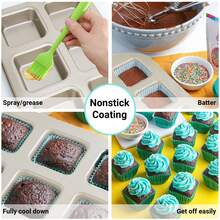 Khuôn vuông 6/12/48 Khuôn bánh mì nướng mini Khuôn bánh mì cổ điển Khay nướng chống dính, Khay nướng nhiều ngăn dùng tại nhà, Khay nướng bánh mini - Vàng - Xem 7