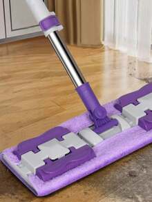 超大平板拖把套装带可重复使用垫 - 不锈钢，适用于清洁卧室、厨房、客厅和墙壁