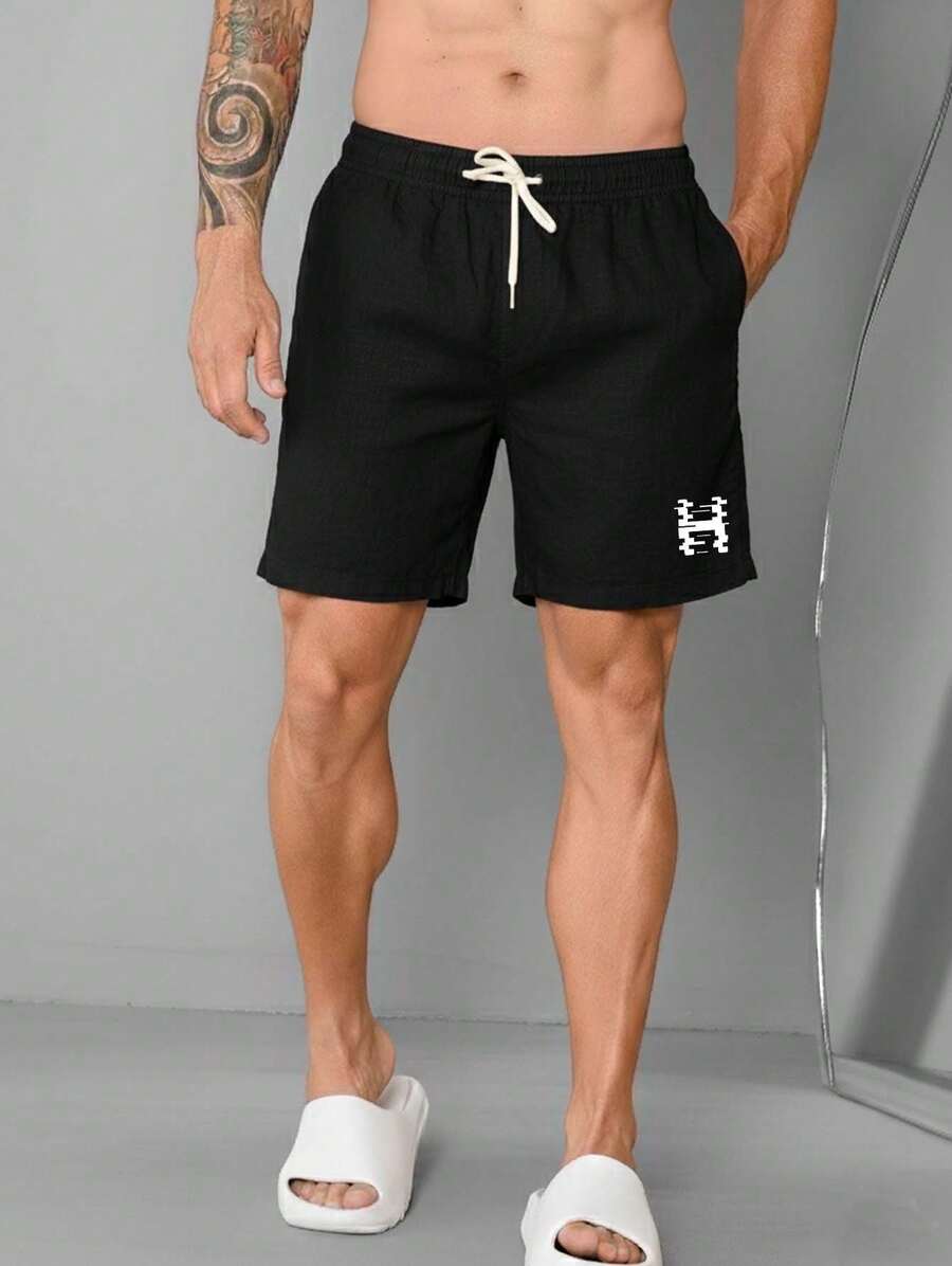 Hero Men's Linen Bermuda Shorts Stylish Men's Casual Shorts Premium Shorts With Adjustable Beachwear Style - 黑色 - 查看 1