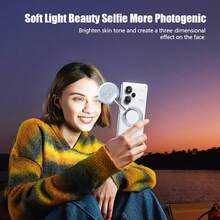 Luce di riempimento con specchio per attacco luce telefono LED MagSafe, luce ad anello per selfie con luminosità regolabile, compatibile con MagSafe, adatto per iPhone, smartphone, vlog/fotografia/videoconferenze, adatto per selfie e live streaming, fotografia, luce portatile per selfie, live streaming e luce portatile