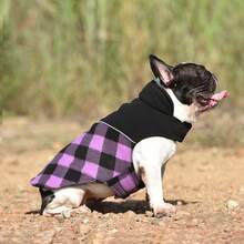 Wintermantel für Hunde, Woll-Hundjacke karierter umkehrbarer Weste Kälteschutz Hundeausstattung für kleine, mittlere und große Hunde
