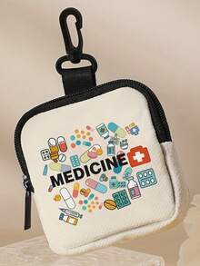 Geantă compactă pentru medicamente și portofel pentru monede, cu buzunar sigur cu fermoar și clemă tip carabină, husă/organizator multifuncțională din poliester durabil pentru medicamente, consumabile, monede și obiecte mici, geantă de călătorie portabilă și ușoară, cu imprimeu vibrant distractiv și design grafic jucăuș, ideală pentru profesioniștii din domeniul sănătății, studenți, lucrători de birou și călători, utilizare zilnică perfectă, ziua de naștere, Crăciun, Anul Nou, Ziua Îndrăgostiților, cutie de pastile pentru cadouri de la întoarcerea la școală, organizator de medicamente, geantă de depozitare a medicamentelor pentru călătorii în aer liber, articole esențiale, geantă de prim ajutor.