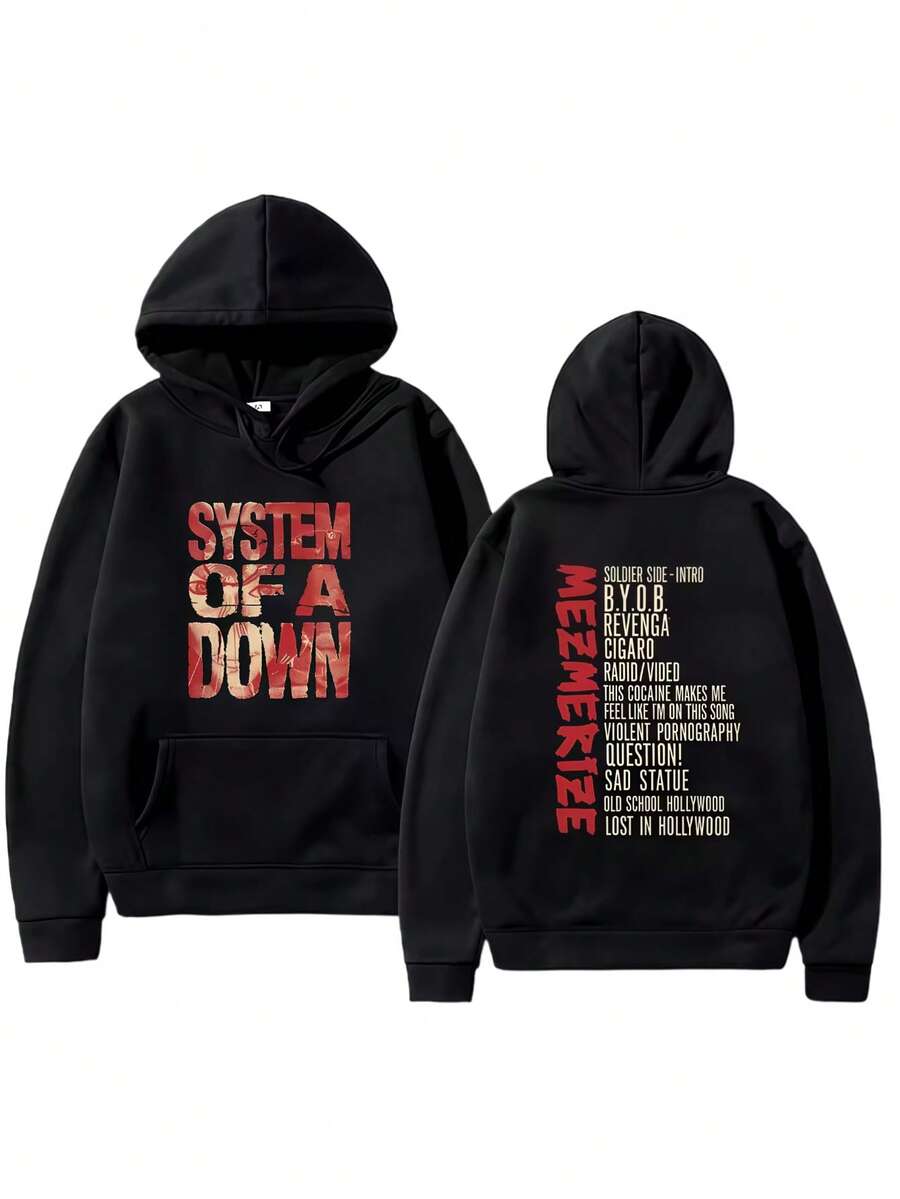 Rock Band System Of A Down Sweatshirts System Of A Down Mezmerize Tracklist Hoodie Fall Men's Clothes Unisex Retro Y2K Pullovers - màu đen - Xem 1