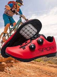 New Professional Cycling Shoes For Men And Women, Unisex Cycling Shoes, Gym Shoes, Lightweight, Anti-Slip And Wear-Resistant, Outdoor Cycling Shoes Sports Shoes. - Red - View 2