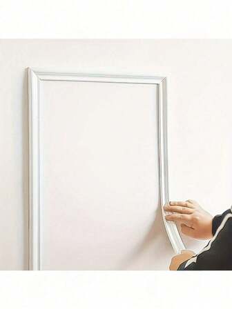 Vit flexibel väggdekoration med självhäftande folie - självhäftande vattentät PVC-gjutning, lämplig för dörrar, kakel, skåp, speglar och gör-det-själv-heminredningsprojekt, skåpdetaljer | Dekorativa kanter | Självhäftande remsor