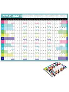 2026 Wall Calendar - Full Year View, 2026 Wall Calendar Suitable For Home, School And Office, 2026 Calendar Planner, Home Organization, Study Supplies, Fashion Planner, Minimalist Design, Durable Paper, Smooth Writing, Monthly Planner, Planning Tool, Home Organization, Office Supplies - Multicolor - View 6