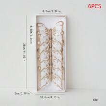 6Pcs Butterfly Christmas Tree Decorations Duckbill Clip Design Glittery Sequined Butterflies For Home Decor - Blue - View 7