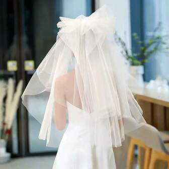 1 件纯白色蓬松云状网眼新娘头饰，浪漫优雅时尚婚礼面纱发饰，适合日常、宴会、婚礼、派对