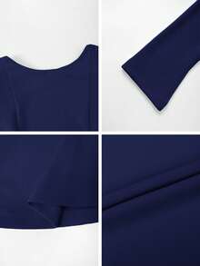 Unadoll Ladies' Elegant And Sexy Backless Dating Graduation Season Long Sleeved Short Dress Skirt, Suitable For Dates, Vacations, Music Festivals, Back To School