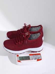 "Round Toe Slip-On Platform Shoes Winter 2025 New Export Women's Thermal Lined Warm Parent Shoes Wholesale Casual Outdoor Boots Cross-Border Snow Boots" - Red - View 7