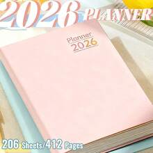 新款2026年计划本,204张/412页,365天日历,A5周计划本和月计划本,每日记录计划本,海洋风格12页分割内页精美设计,蓝粉配色简约日历计划本,提高效率,返校办公,2026年圣诞新年礼物 - 彩色 - 查看 2