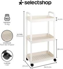 Plástico, Rodante Multiusos, Fácil de Montar HG55C1 Carrito Organizador de 3 Niveles, Carrito de Serviciocon Ruedas Universal, Carrito de Almacenamiento de - BLANCO - Ver 6