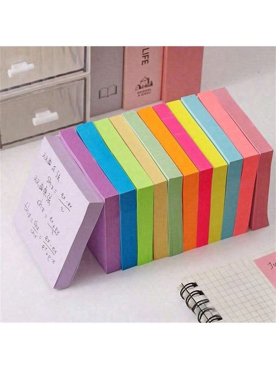 8本便签本，每本50张。可爱创意学生便签本，可重复使用，便利贴，文具。 - 彩色 - 查看 1