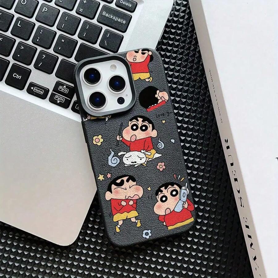 Estuche para 16, 15, 14, 13, 12, 11 Pro Plus de Crayon Manga Japonés - Funda Suave Antigolpes con Diseño de Pareja - Regalo Ideal17 17promax - Negro - Ver 1