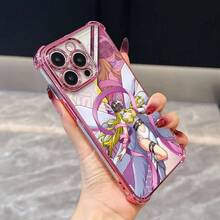 Hochwertige, personalisierte, kreative, luxuriöse, leidenschaftliche Anime-Charakter Angewomon Handyhülle geeignet für iPhone 16, 16E, 15, 14, 13, 12 Mini, 11 Pro Max, X, XR, XSMAX, 8, 7 E Plus mit einem plattierten Rand und transparentem Rücken für Fallschutz