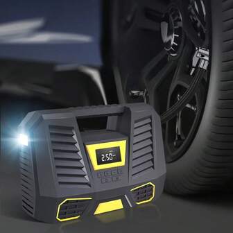 Portable Air Compressor Car Accessories, 150 PSI Multi-Function Tire Inflator, Wireless Car Air Pump. Features Built-In LED Light And Digital Pressure Gauge For Easy Operation. Durable And Long-Lasting With 12V 2000mAh Lithium-Ion Battery. Suitable For Cars, Bicycles, Motorcycles, And Sports Balls.