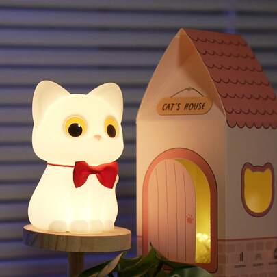 Cute Cat Silicone Touch Control Night Light, Stress Relief Toy, Rechargeable LED Lamp With 7 Color Modes, Suitable For Bedroom Decor