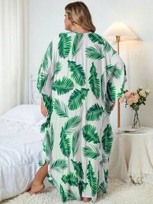 Đầm Kaftan xếp ly thủ công cổ chữ V dành cho nữ, tay cánh dơi, phù hợp cho bà bầu, mềm mại và thoáng khí, rộng rãi và thướt tha. - màu xanh lá - Xem 2