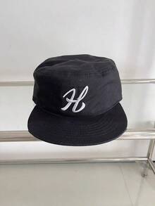 Retro Flat Top Embroidered Letter Hats Casual Versatile Duckbill Leopard Print Flat Brim Baseball Cap For Women And Men