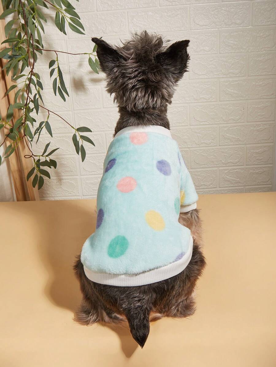 EOO 1pc Cat & Dog Universal Fashion New INS Style Warm Spotted Pattern Autumn/Winter Plush Pet Sweatshirt - Multicolor - View 1