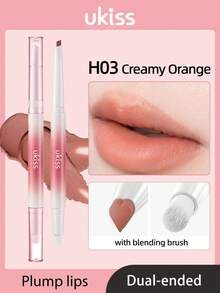 ukiss VELVET MOUSSE LIP PENCIL, WIth Blending Brush Head, Matte Gel Lip Liner Pencil, ,Rich Creamy Long Lasting Color, Well-Defined And Flawless Application, Daily Makeup - H03 Creamy Orange - View 9