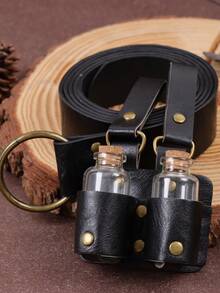 4pcs/Set Medieval Wizard Alchemist Potion Bottles, Glass Bottle Body With Medieval Knight Belt, Suitable For Cosplay Props And DIY Crafts - Black ZSJ-291 ZSJ-323 SP-173-2PCS - View 6