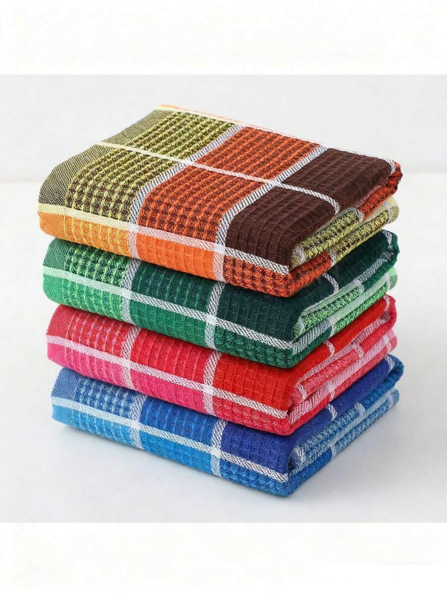 4 Stücke große Küchen-Geschirrtücher, 16 Lnch X 26 Inch, saugfähige Baumwoll-Küchentücher in leuchtenden Farben, ideal zum Abwaschen und Trocknen von Geschirr und Haushalt