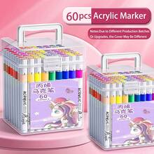 48色丙烯颜料马克笔，独角兽宇航员主题，可水洗不透明可叠色，激发色彩感知，盒装收纳（随机48色），返校季必备 - 彩色 - 查看 21