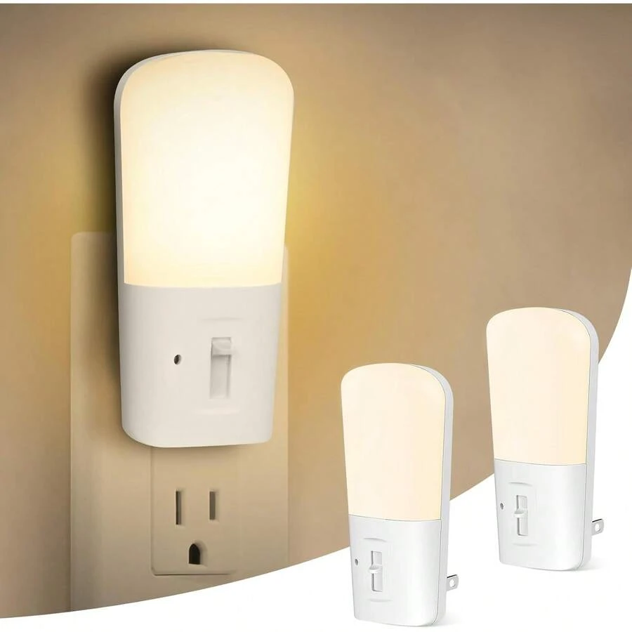 Luz de Noche Enchufable con Sensor de Luz de Atardecer a Amanecer, Lámpara Nocturna LED de Ajustar el Brillo de 0 a 80 lm, Luz Nocturna para Niños, Dormitorio, Baño, Pasillo, Aseo (2 Paquete ) - Blanco - Ver 1