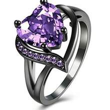 Women's Rings With  Purple & Blue Gemstones & Men's Stainless Steel Dragon Pattern Rings Stylish Couple Bands Suitable For Daily Couple Wear, Dating Matching & Holiday Gifts - Nhẫn nữ trái tim tím - Xem 12