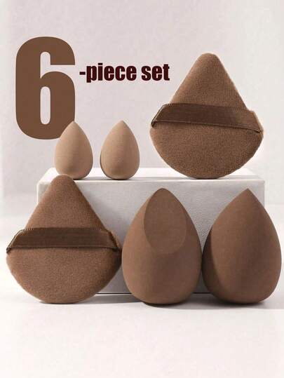 6pcs Set Includes: 2pcs Makeup Sponges + 4pcs Makeup Sponge (2 Large, 2 Mini), Suitable For Various Makeup And Cleansing Scenarios. Makeup Puffs, Makeup Sponges, Applicable For Liquid, Cream And Powder, Reusable And Washable, Soft And Latex-Free, Suitable For Blush, Foundation, Moisturizer And Powder. Beginner Makeup Tool. Ideal Travel Makeup Set. Gift For Valentine's Day