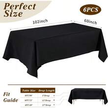 White Tablecloth Rectangle 60 X 102 Inch 2 Pack 6ft Polyester Fabric Table Cloths Rectangular Table Covers For Party Banquet Dining Birthday Wedding - White+60x102inch-6pack - View 2