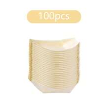 100/200 szt. 5,51" Drewniane talerze w kształcie łódki, tace do sushi, talerze do przystawek, tace do serwowania sushi, drewniana zastawa stołowa, naczynia jednorazowe, artykuły imprezowe, tace cateringowe odpowiednie do restauracji, domu, świąt, hawajskich wesel, talerze świąteczne