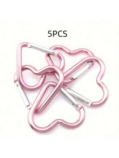 5pcs Heart-Shaped Spring Hook, Aluminum Alloy Carabiners Men And Women, Use Outdoor Climbing, Backpack And Daily Wear Car Accessories Cute Goth Y2k CLAU