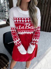 Women's Casual Comfortable Elegant Cute Y2K Commute Minimalist Christmas Party Knitted Drawstring Sweater Dress, Suitable For Daily, Evening Date, Holiday, Festival, School, Travel, Party, Spring, Autumn, Winter