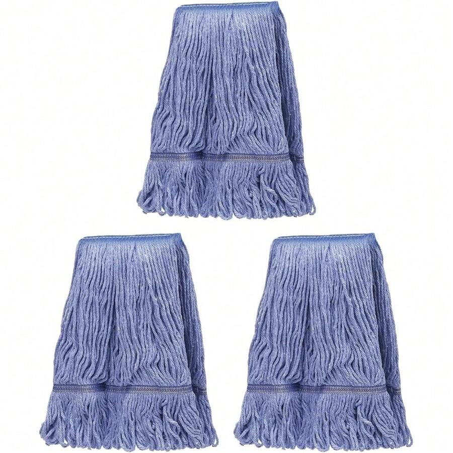 3-Pack Heavy-Duty Loop-End Cotton Mop Head Refills, Commercial & Industrial Grade String Mop Replacement For Floor Cleaning - 3 Count - View 1