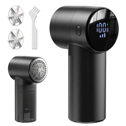 coldSky ColdSky Stoff-Rasierer, wiederaufladbar, Fusselentferner mit 3 Geschwindigkeiten, Pullover-Defuzzer mit digitalem Display, großem Stauraum, 6-Klingen, Fuzz-Pillen-Bobbles-Trimmer für Kleidung, Möbel, Bettwäsche