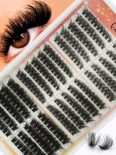 300 عنقود رموش فردية، لفة روسية D، أدوات مكياج لتطويل الرموش، سميكة ومنحنية، مناسبة للاستخدام المنزلي DIY، قابلة لإعادة الاستخدام، مناسبة للمبتدئين، عناقيد رموش ناعمة وفضفاضة، أطوال مختلفة