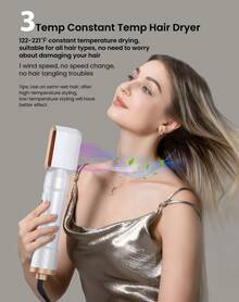 UKLISS 6-In-1 Hot Air Brush Set With 3 Temperature Settings (50℃/78℃/105℃) - Multifunctional Hair Dryer Straightener Curler, Time-Saving, Portable For Travel, Ideal Christmas Gift To Create Stylish Hairstyles - 查看 6