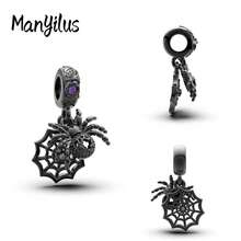 Manyilus Manyilus Original Sterling Silber Halloween Charm Kollektion: Halloween leuchtender Magie Charm, Halloween schwarze Spinnen Charm, Halloween Schloss Charm, Halloween kleiner Teufel Charm, Halloween Fledermaus Charm, Heiliger Glanz Kreuz Charm.